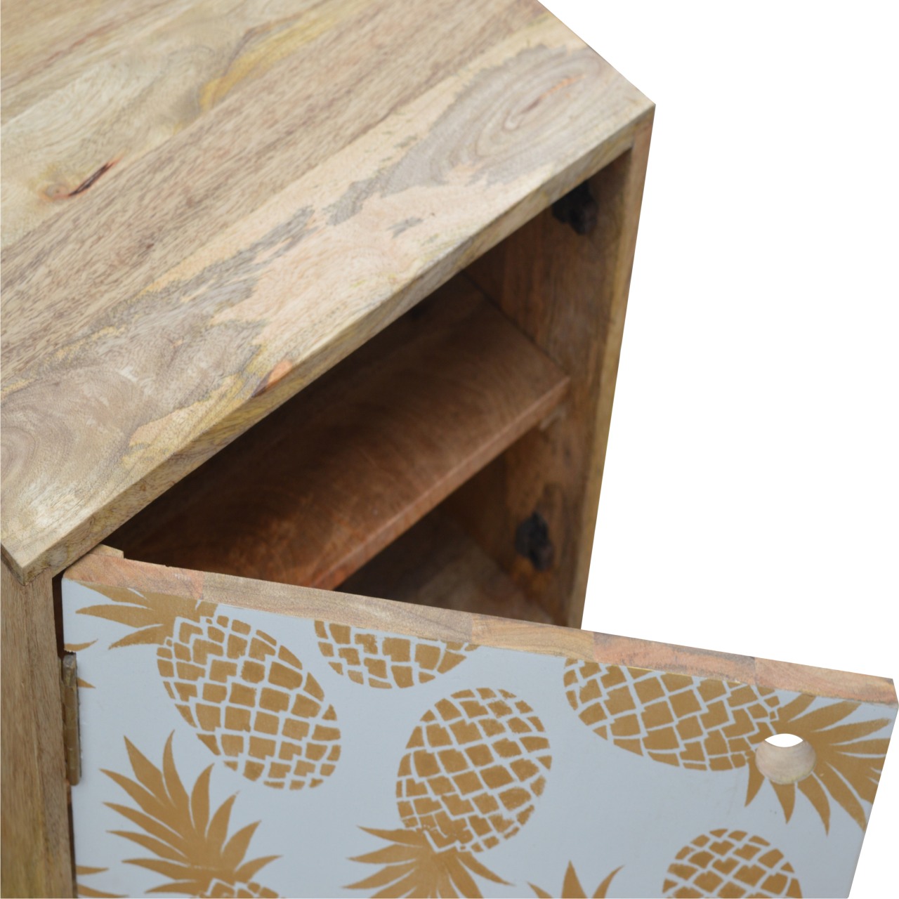 Solid Mango Wood Pineapple Screen Print Bedside - Image 5
