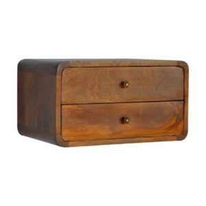 Mango Wood Floating Curved Chestnut Bedside