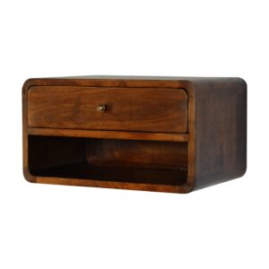 Mango Wood Chestnut Curve Floating Bedside