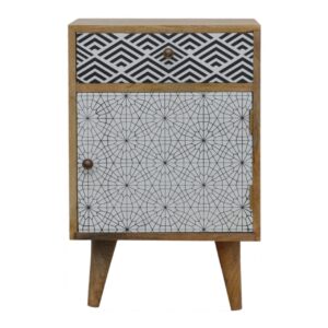 Solid Mango Wood Mixed Pattern Bedside