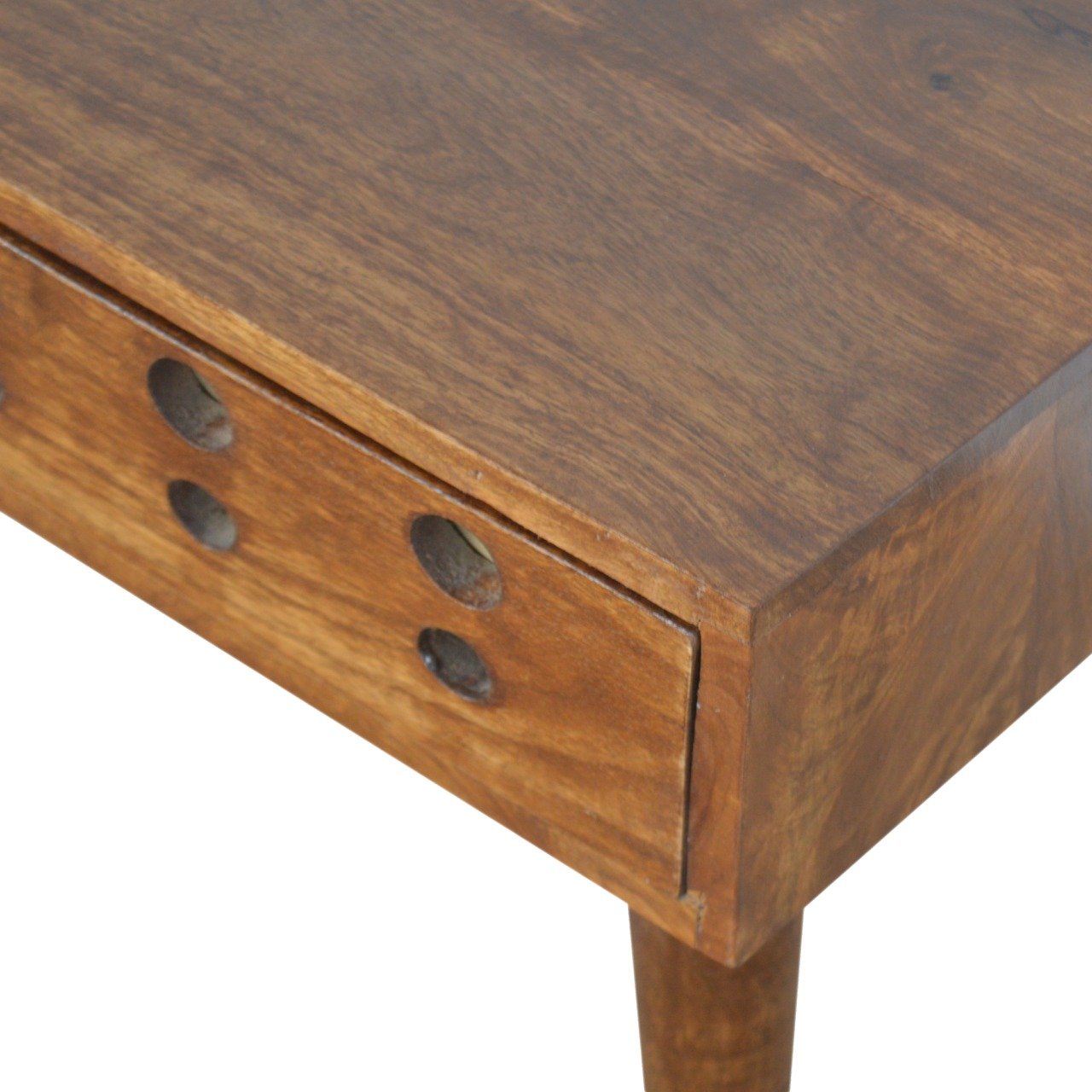 Solid Mango Wood Chestnut Brass Cut out Bedside - Image 7