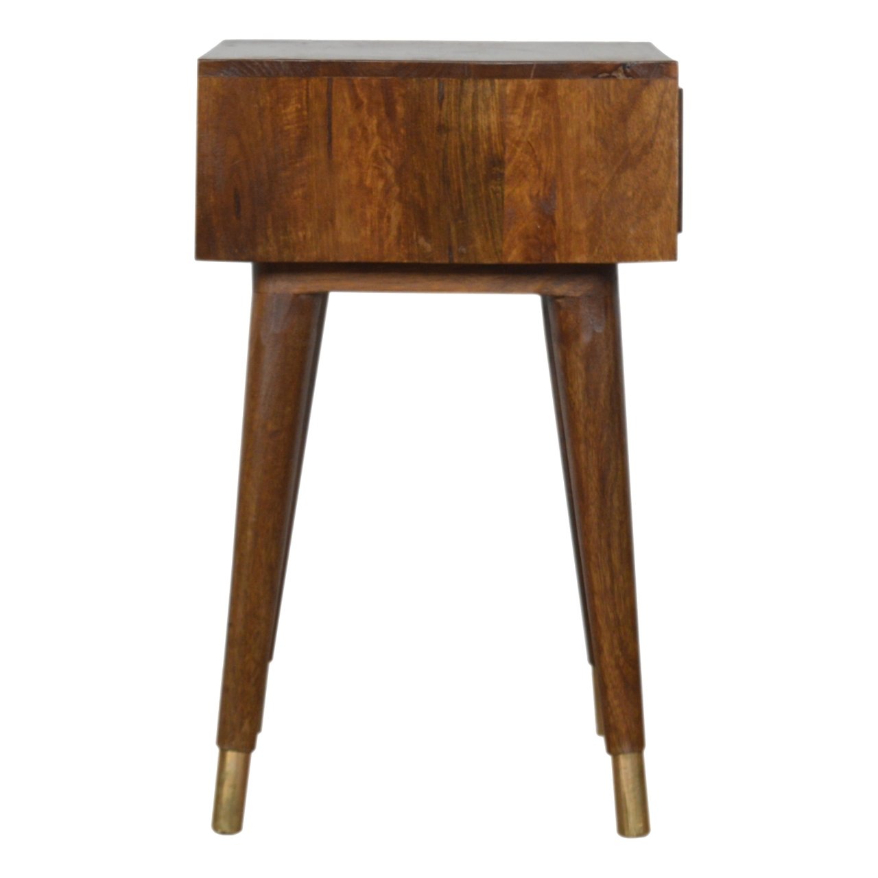 Solid Mango Wood Chestnut Brass Cut out Bedside - Image 8