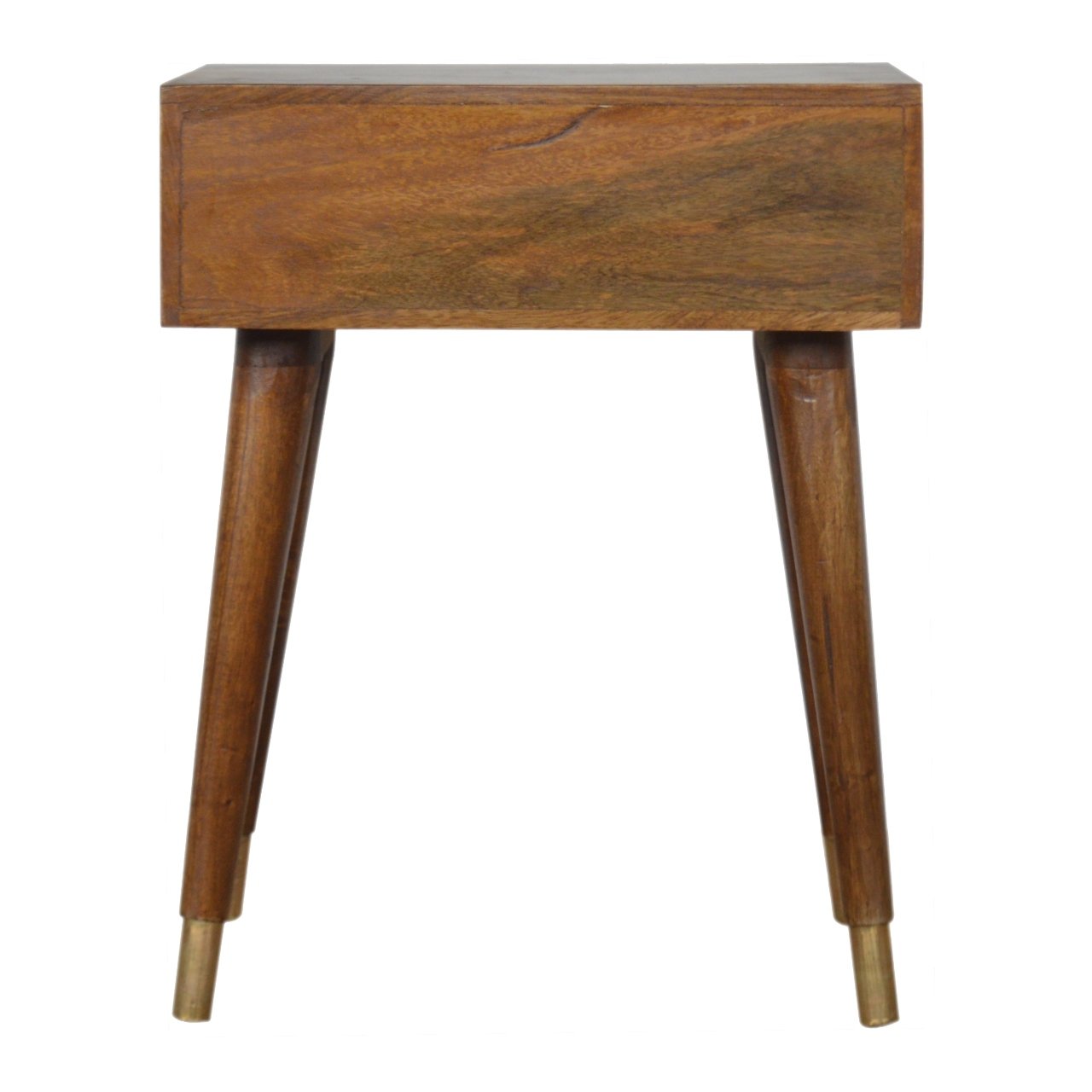 Solid Mango Wood Chestnut Brass Cut out Bedside - Image 9
