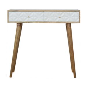 Solid Mango Wood Daisy Carved Console Table