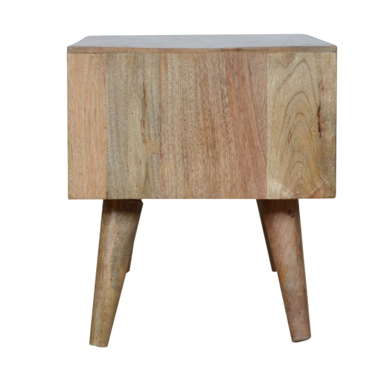 Solid Mango Wood Oak Finished Honeycomb Carved Sliding Door Media Unit - Image 8