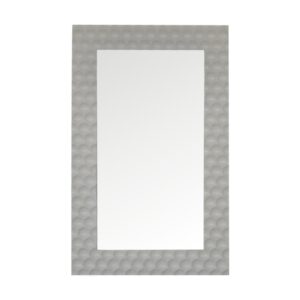 Solid Mango Wood White Painted Honeycomb Framed Rectangular Mirror