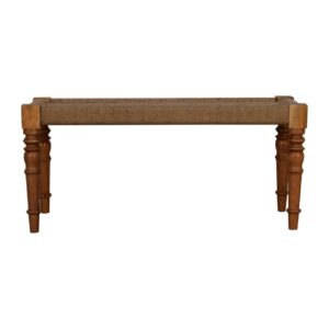 Solid Mango Wood Fabric Turned Leg Bench