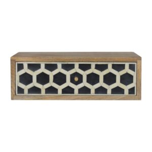 Solid Mango Wood Wall Mounted Bone Inlay Bedside