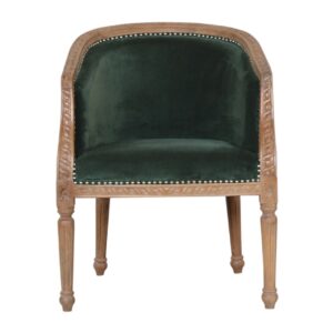 Solid Mango Wood Emerald Velvet Occasional Chair