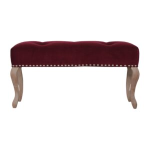 Solid Mango Wood French Style Wine Red Bench