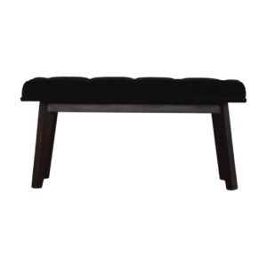 Solid Mango Wood Black Velvet Hallway Bench
