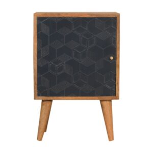 Solid Oak Finished Mango Wood 1 Door Navy Acadia Bedside