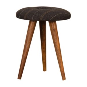 Solid Mango Wood Tweed Patterned Footstool