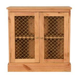 Solid Pine Rustic 2 Caged Door Cabinet