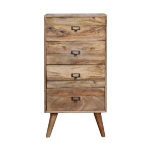 Solid Oak Finished Scandinavian Style Four Drawer Filing Cabinet