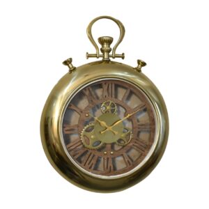 Solid Mango Steampunk Gold Coloured Wall Clock