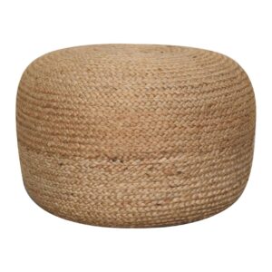 Solid Mango Wood Jute Footstool/Pouffe