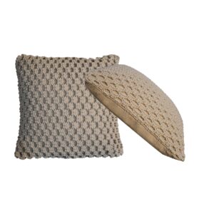 Solid Mango Wood 2x Myra Natural White Cushions