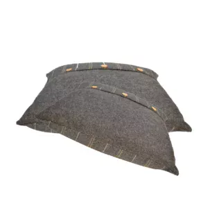 Solid Mango Set of 2 Quinn Pewter & Black Tweed Buttoned Cushions
