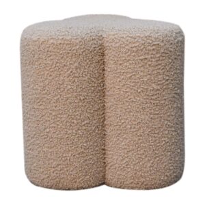 Solid  Mango Wood Mud Boucle Clover Footstool