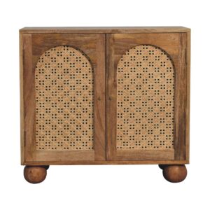 Solid Mango Wood Mango Wood Rattan Ball Cabinet