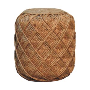 Solid Mango Wood Jute Fibre Large Footstool