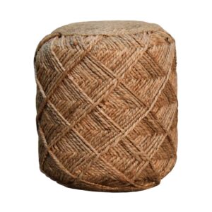 Solid Mango Wood Natural Jute Small Footstool