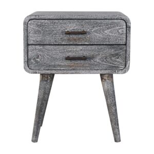 Solid Mango Wood Sandblasted Ash Curved Bedside