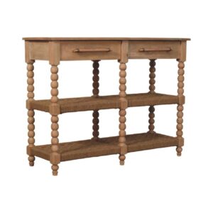 Solid Mango Wood Savoy Bobbin Console with Jute Shelves