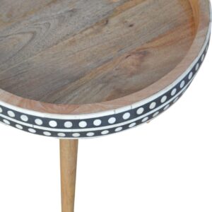 Solid Mango Wood Patterned Scandinavian Style Larger End Table