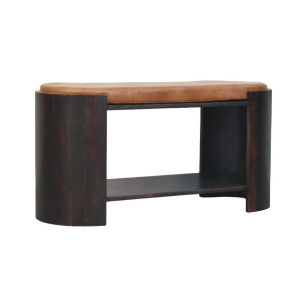 Solid Mango Wood Valencia Leather Shoe Bench - Image 2