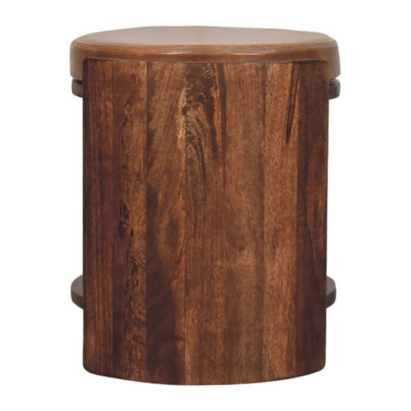 Solid Mango Wood Savoy Leather Stool - Image 7