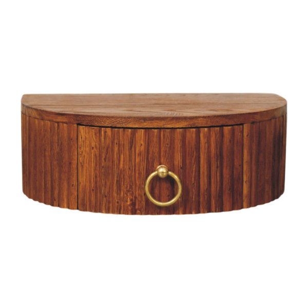 Solid Mango Wood Ring Pull Wall Nightstand