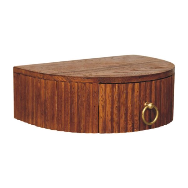Solid Mango Wood Ring Pull Wall Nightstand - Image 2