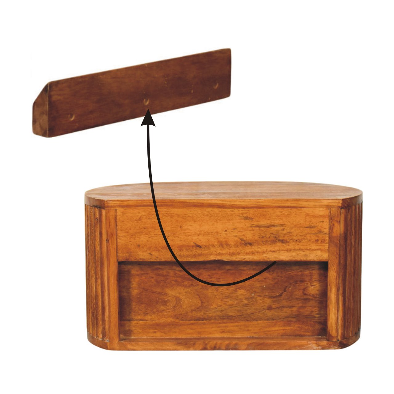 Solid Mango Wood Oval Wall Nightstand - Image 10