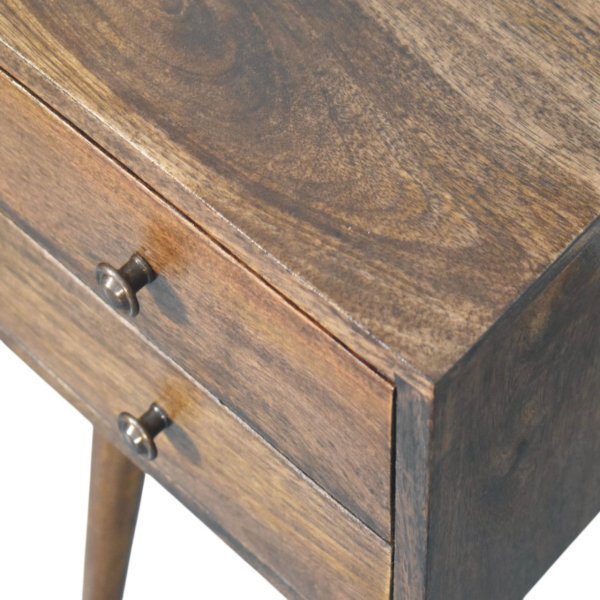 Solid Mango Wood Nordic 2 Drawer Bedside in Classic Grey - Image 5
