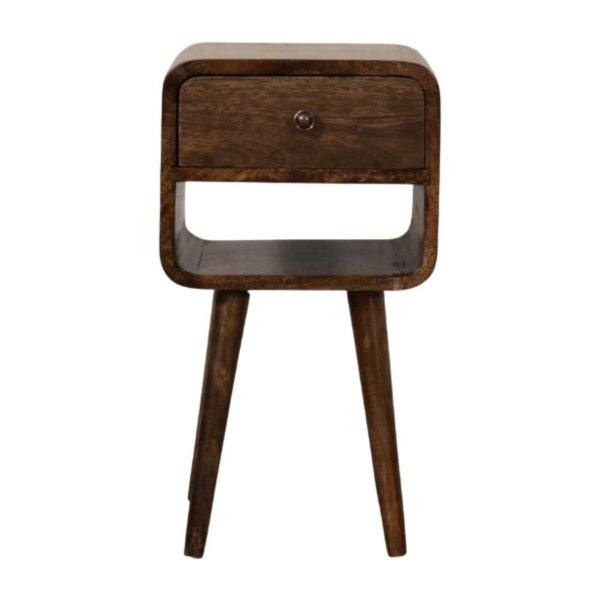 Solid Mango Wood Rounded Open Shelf Bedside