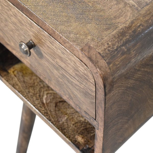 Solid Mango Wood Rounded Open Shelf Bedside - Image 5