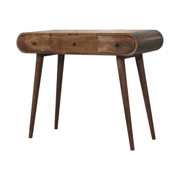 Solid Mango Wood Contour Curve Dressing Table - Image 3