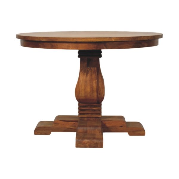 Solid Mango Wood Round Pedestal Dining Table