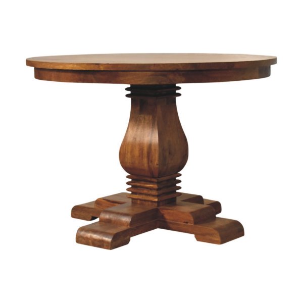 Solid Mango Wood Round Pedestal Dining Table - Image 2