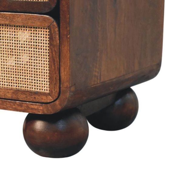 Solid Mango Wood California Walnut Rattan Bedside - Image 8