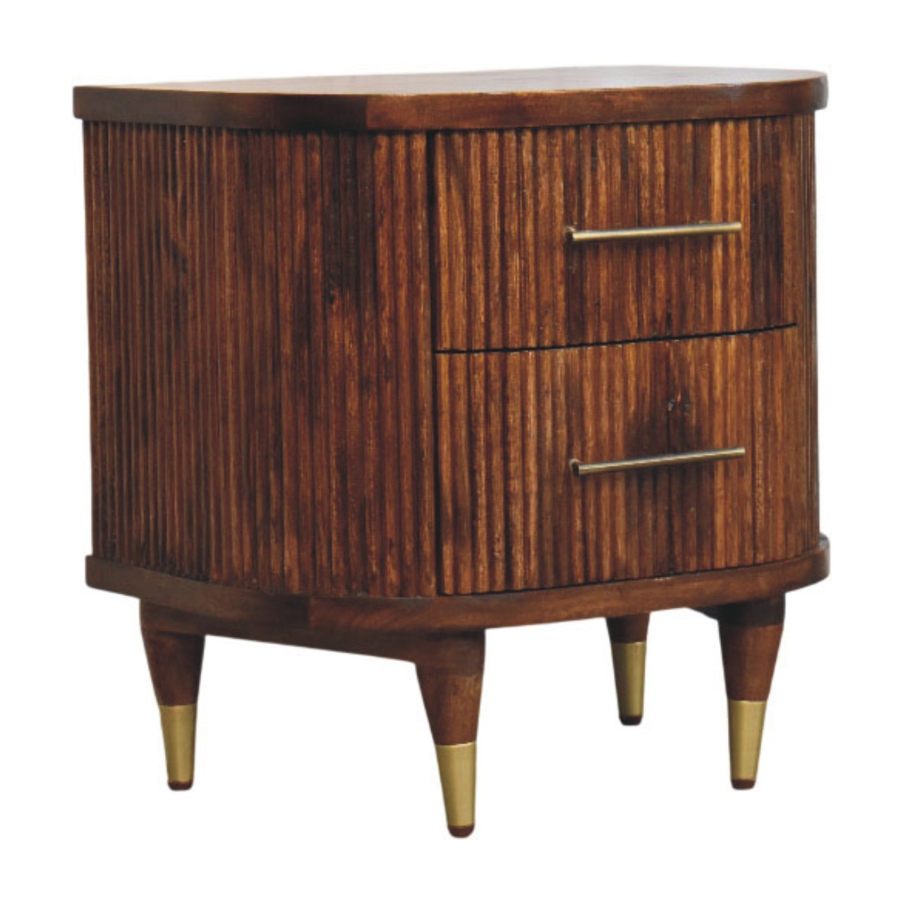 Ribbed Bedside with Brass Handles - Image 2