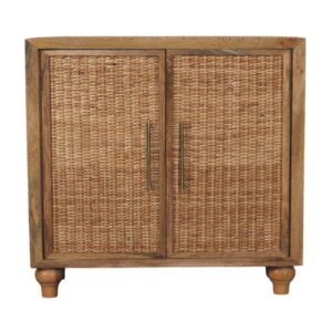 Rattan Oak 2-Door Cabinet