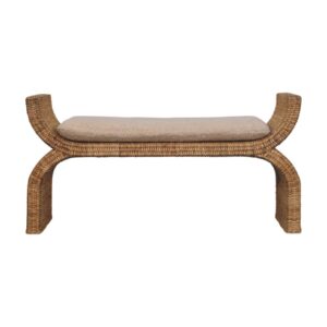 Rattan Weave Boucle Bench