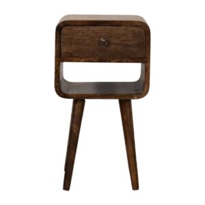 Solid Mango Wood Rounded Open Shelf Bedside