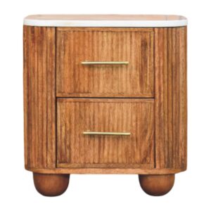 Solid Mango Wood Aurora Marble Bedside