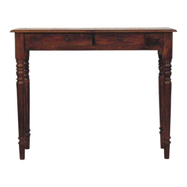 Solid Mango Wood Heritage Chestnut Finish Turned-Leg Console Table - Image 2