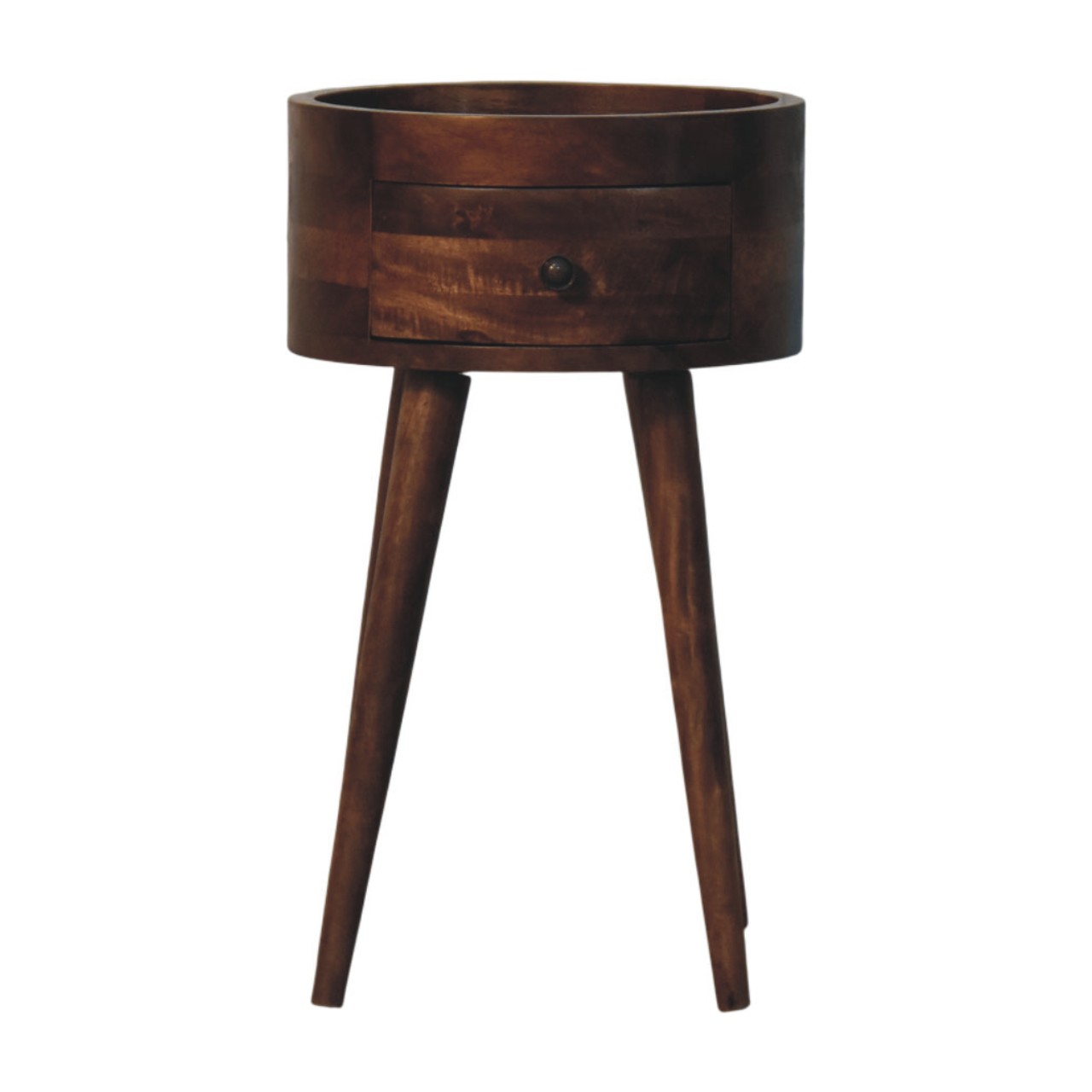 Solid Mango Wood Roasted Almond Finished Halo 1 Drawer Side Table - Image 3