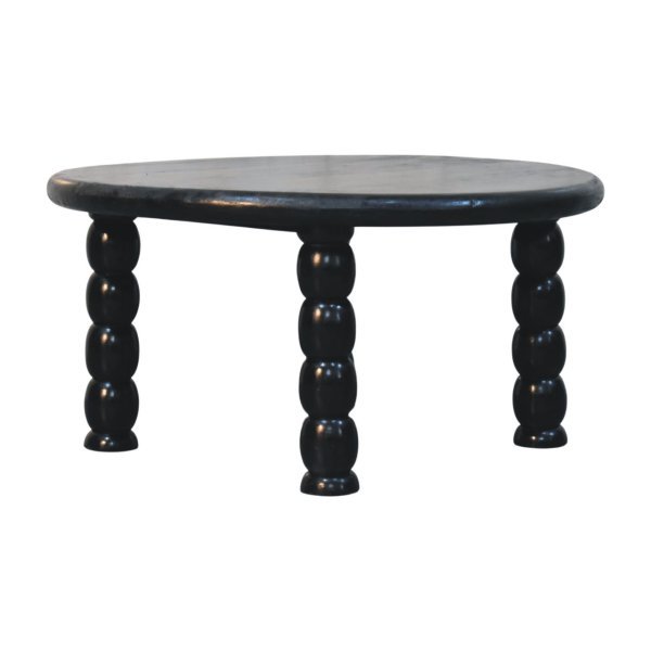 Solid Mango Wood Carbon Ash Finished Spindle Eclipse Coffee Table - Image 3